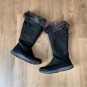 Eddie Bauer Black Winter Boots with Faux Fur Trim